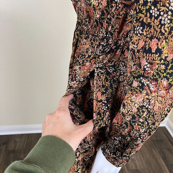 Vintage Norma Walter Women's Size 4 Floral Crepe Silk Ruffle Midi Dress Peasant - Picture 13 of 14